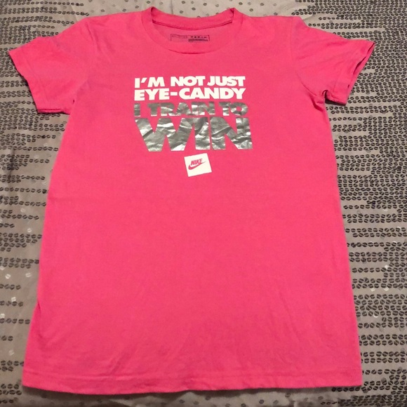 Nike Tops - Nike Pink Cotton Tee with White/Silver Graphic